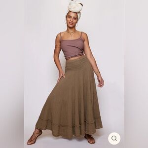 Cotton Flower Sophia Maxi Skirt in Chai, 100% cotton